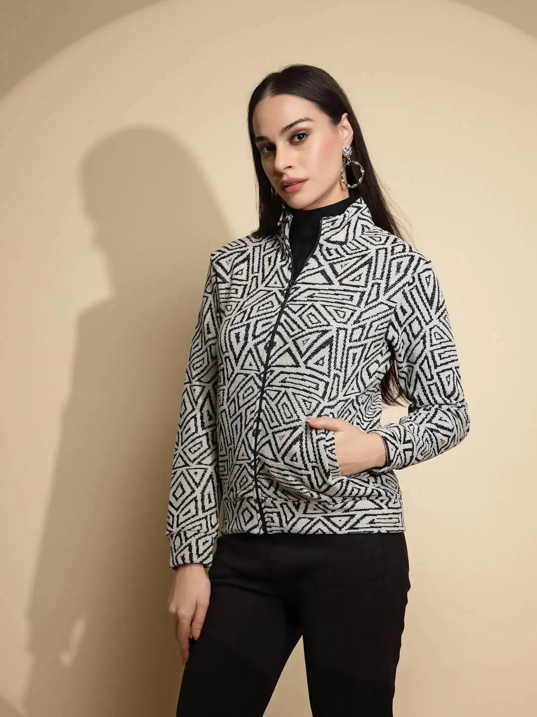 Monochrome Geometric Acrylic Sweatshirt - Global Republic