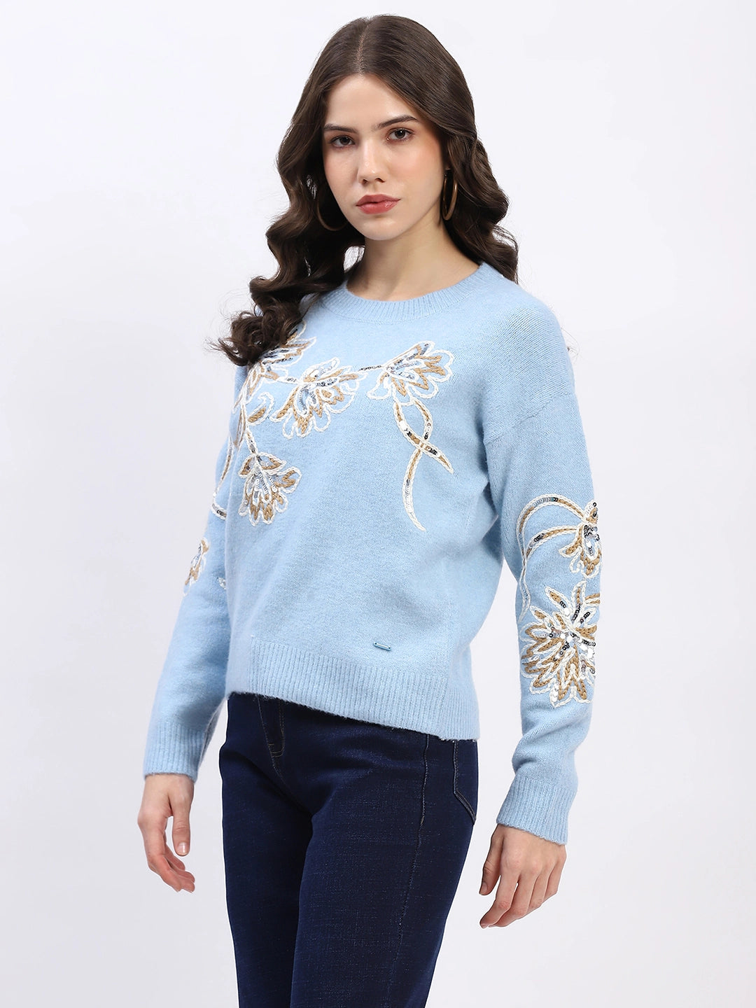Floral Sequin Embroidered Pullover - Global Republic