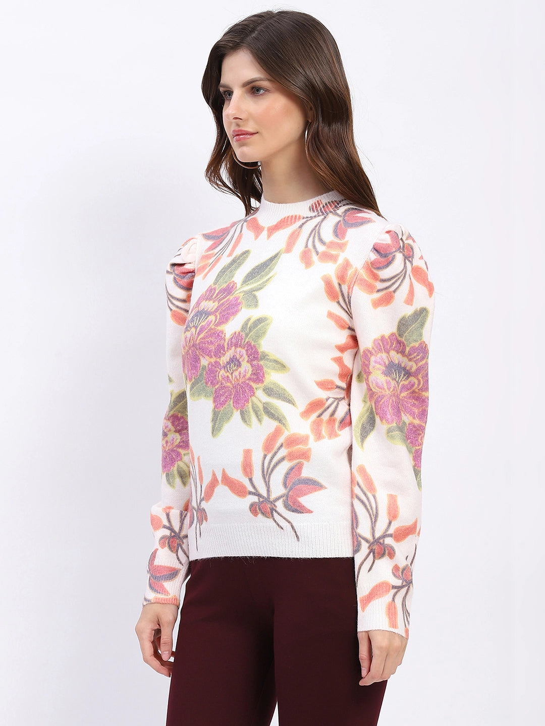 Floral Print Wool-Blend Pullover - Global Republic