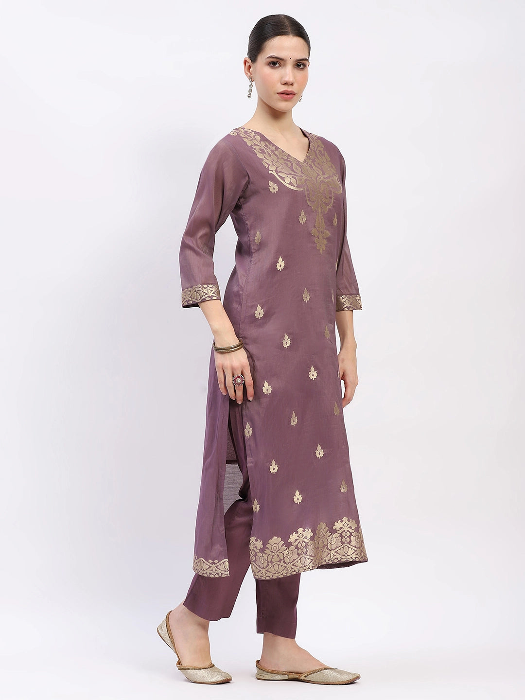 Festive Chanderi Ethnic Suit Set - Global Republic