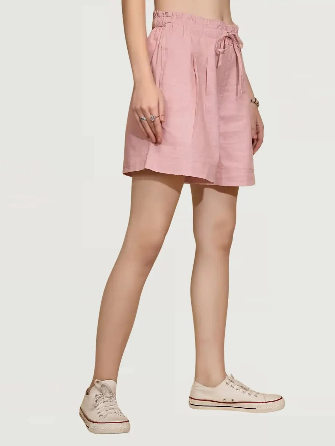 Pink Linen Blend Relaxed Shorts - Global Republic