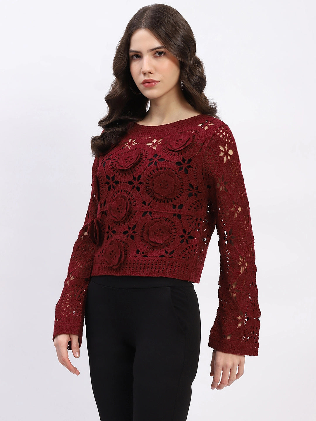 Floral Crochet Woven Top - Global Republic