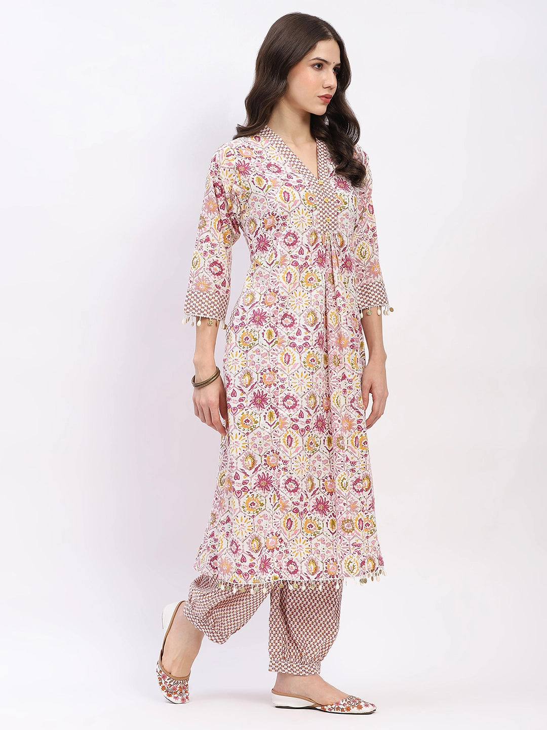 Cotton Floral Kurta Set - Global Republic