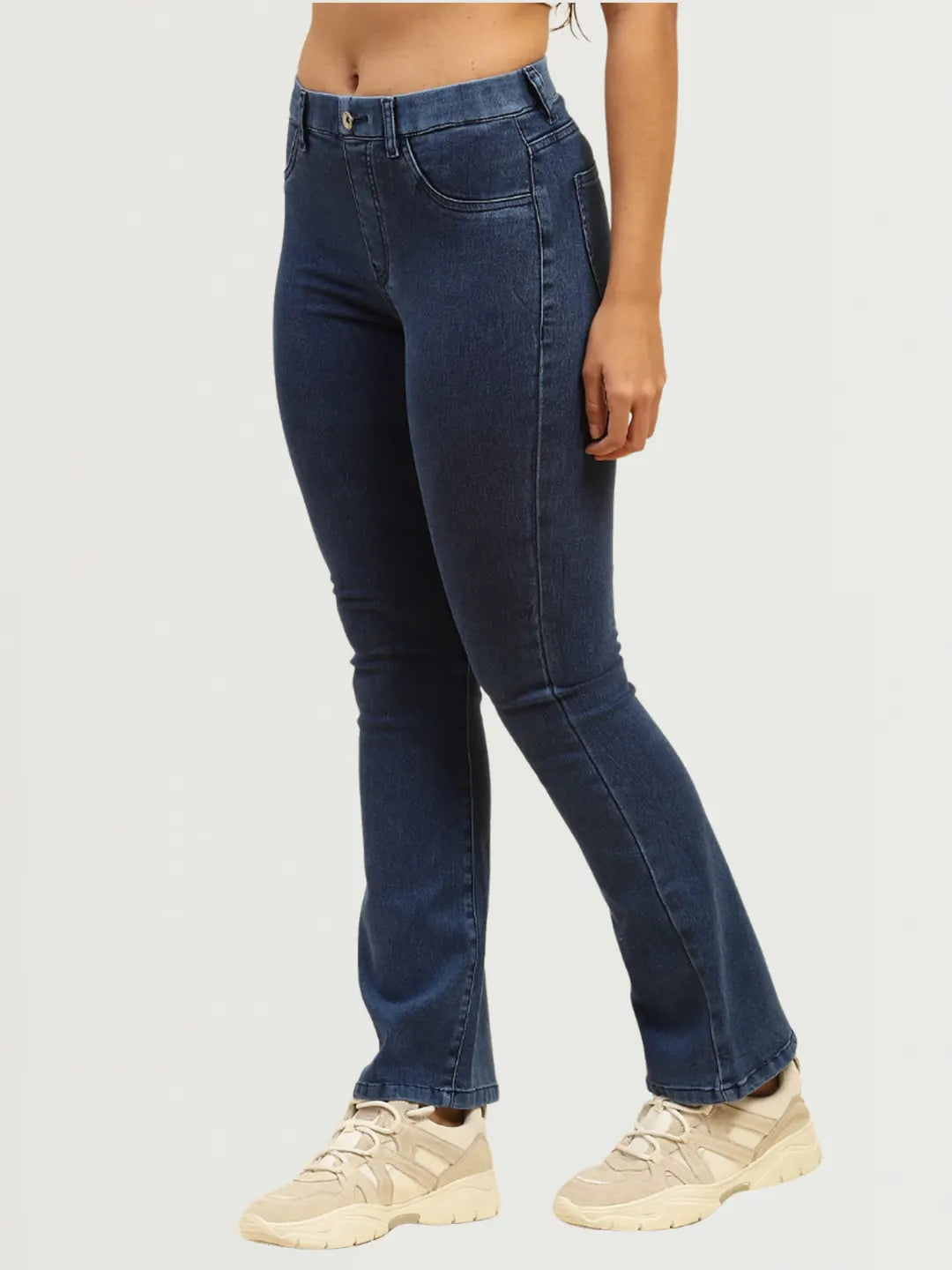 Dark Blue Cotton Blend Bootcut Jegging - Global Republic