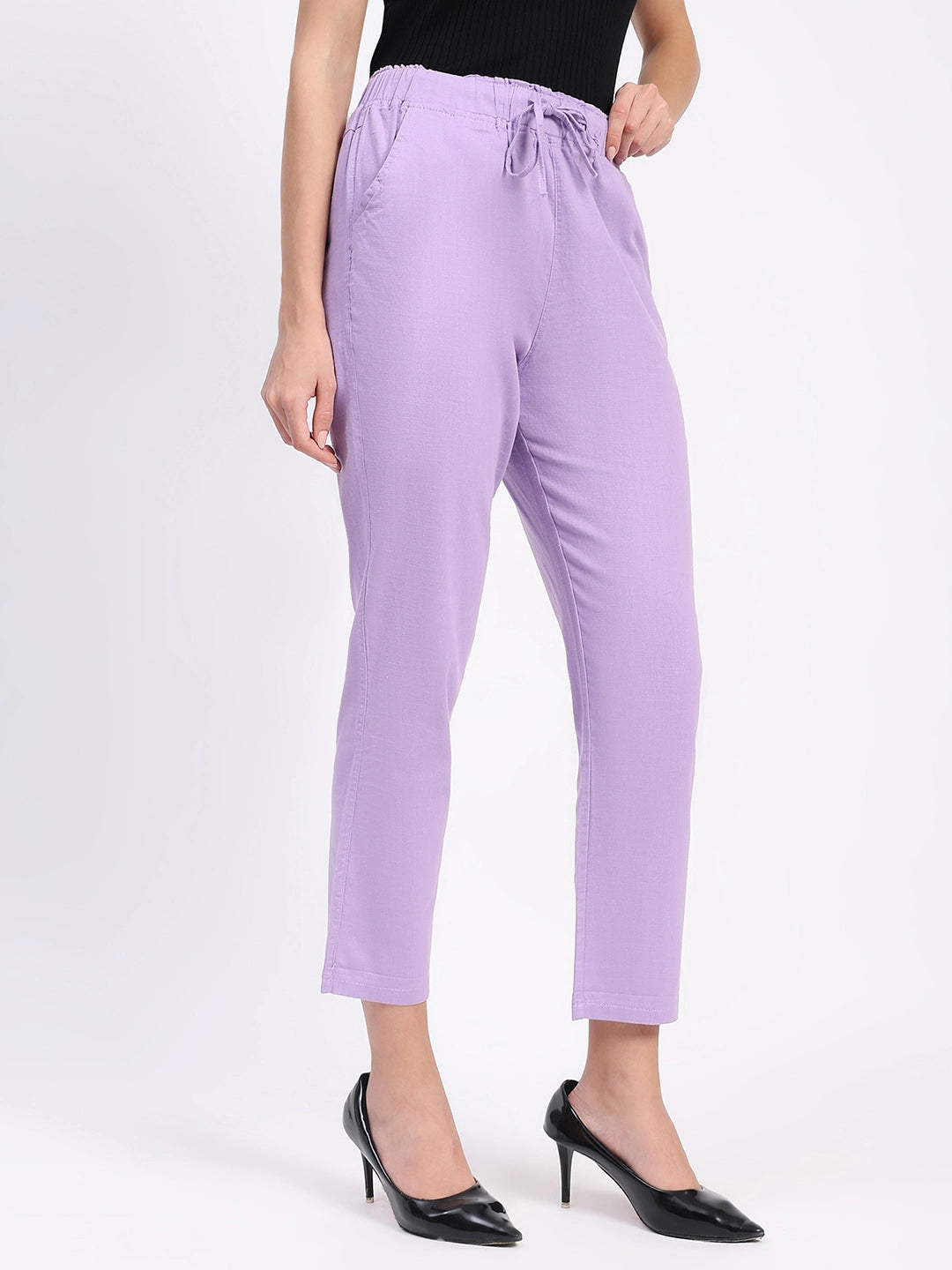 Lilac Cotton Ankle Length Lower - Global Republic