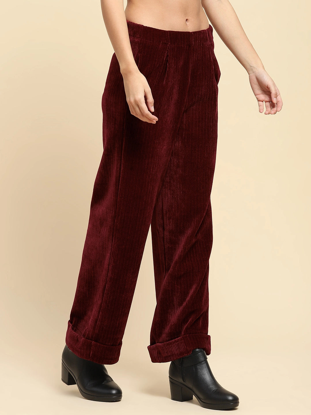 Wine Solid Loose Fit Lower - Global Republic