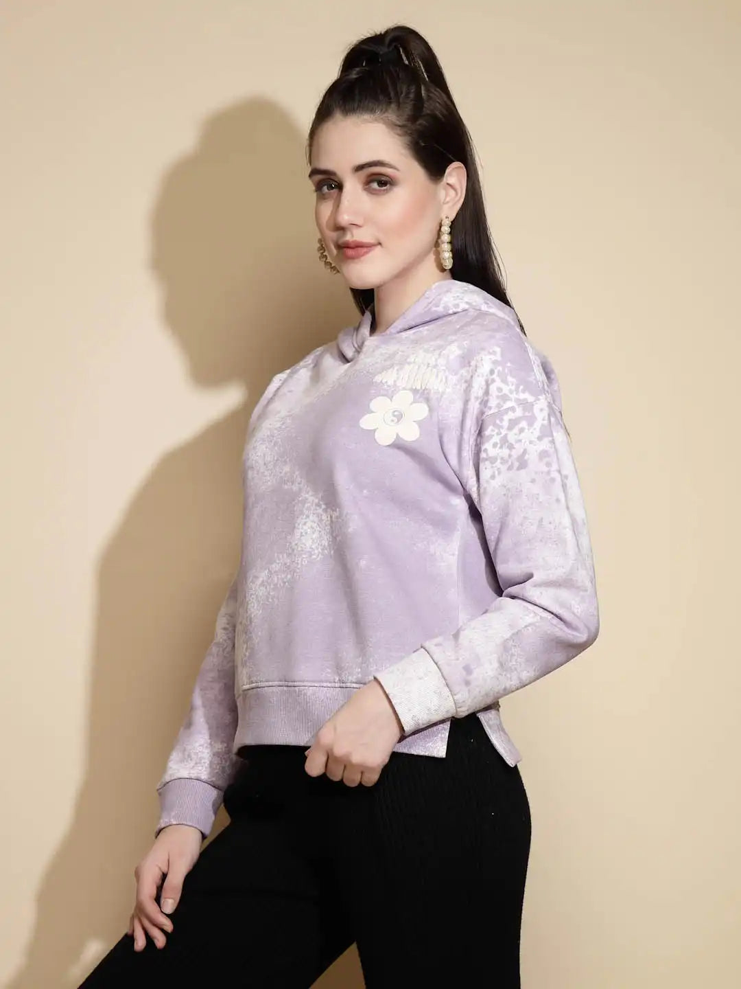 Lilac Acrylic Hooded Sweatshirt - Global Republic