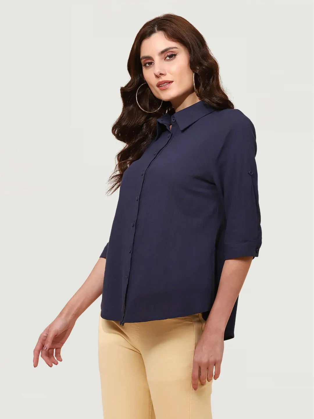 Navy Blue Cotton Formal Shirt - Global Republic