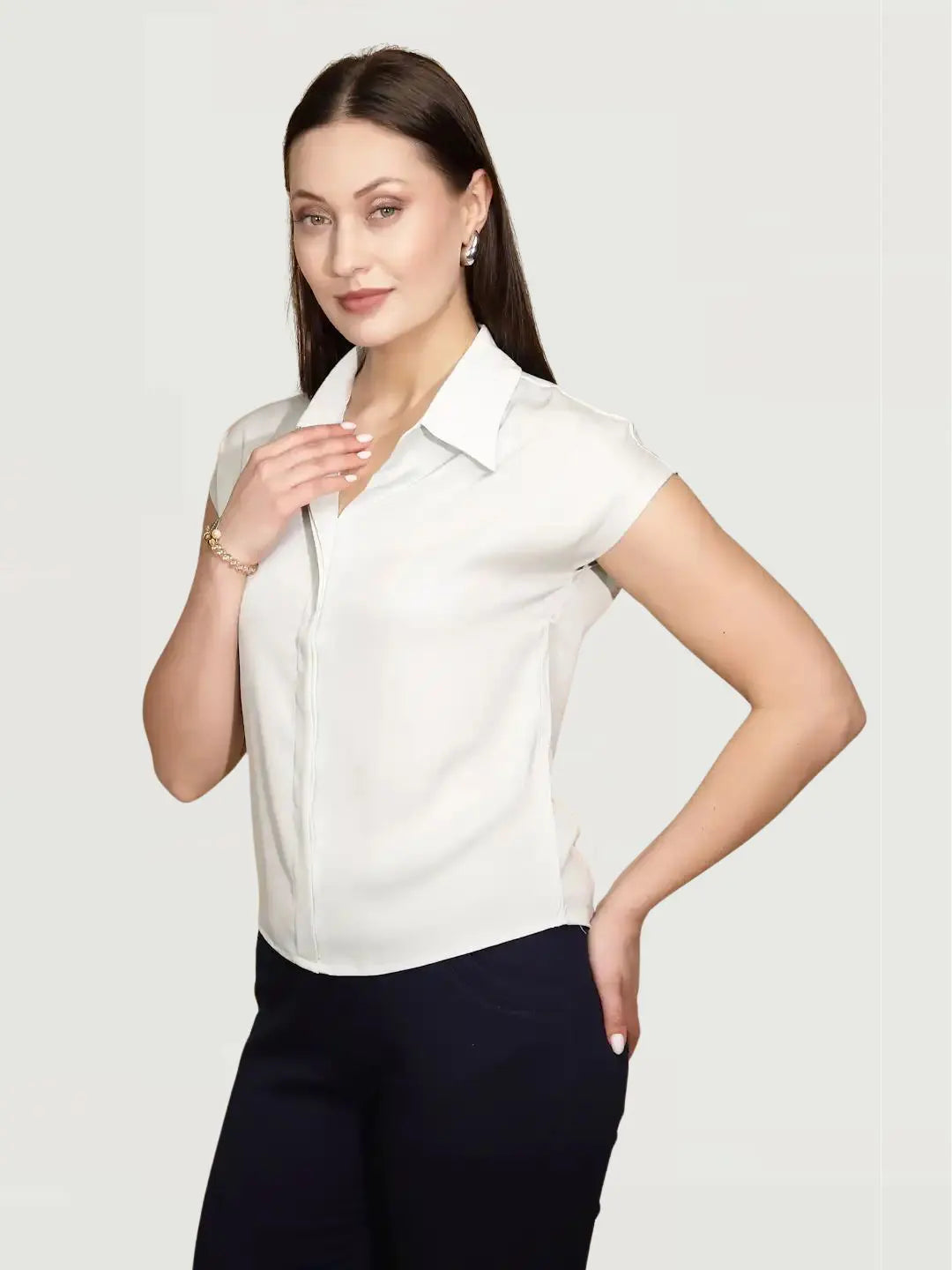 Pastel Green Satin Loose Formal Shirt - Global Republic