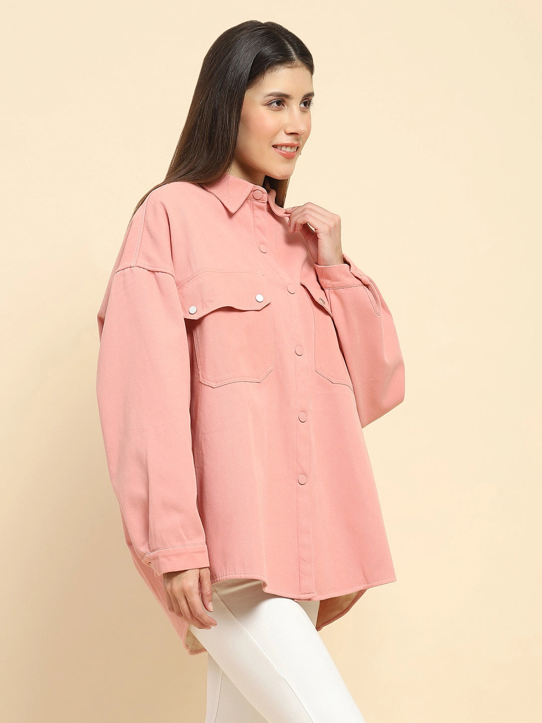Pink Oversized Fleece Winter Shacket - Global Republic