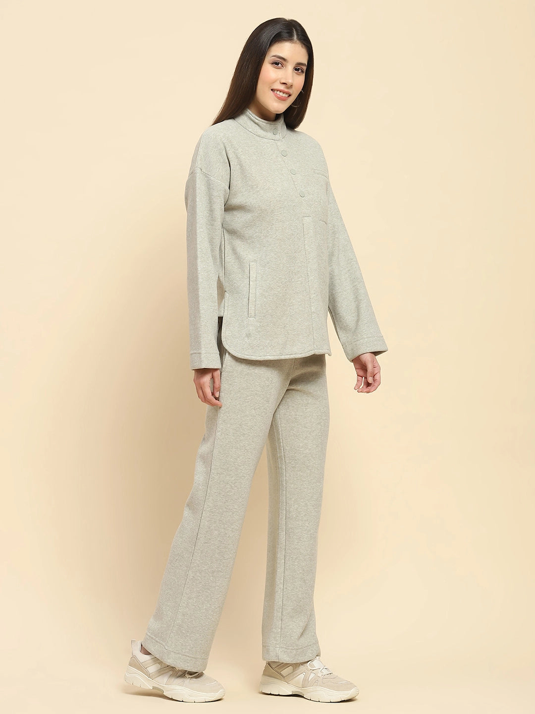 Pista Solid Relaxed Winter Nightsuit - Global Republic