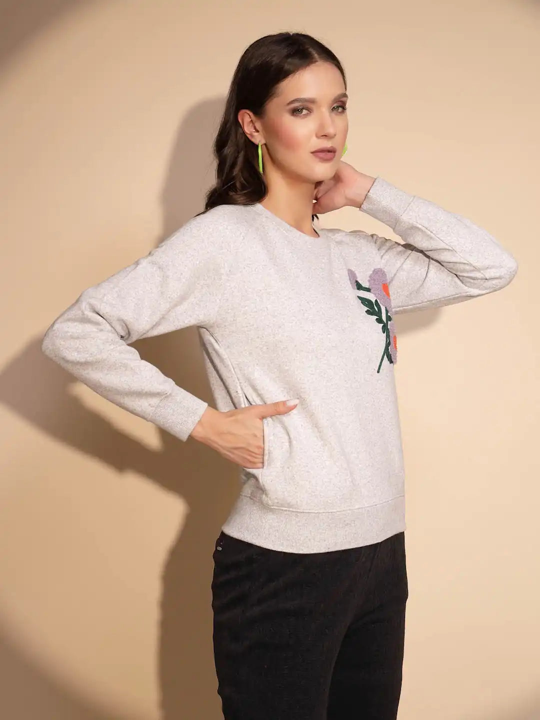 Grey Solid Hosiery Hooded Sweatshirt - Global Republic