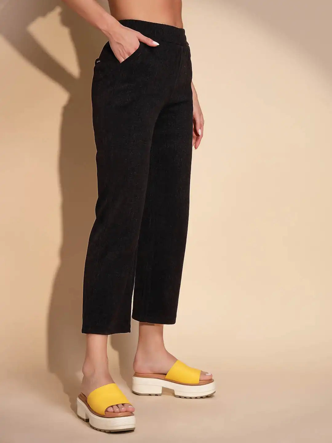 Black Cotton Blend Relaxed fit Lower - Global Republic