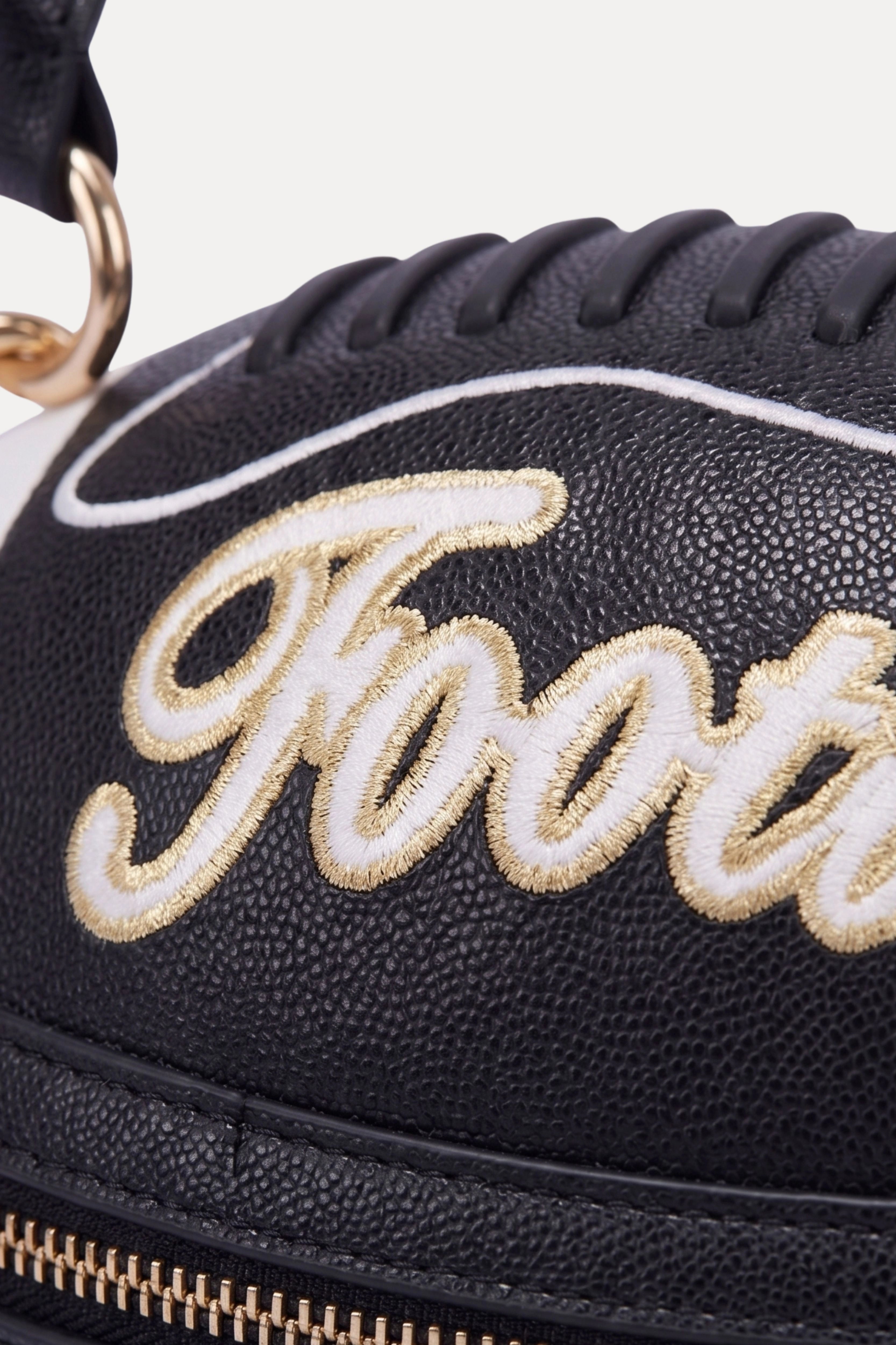 Football Shaped Handbag With Zip & Handle