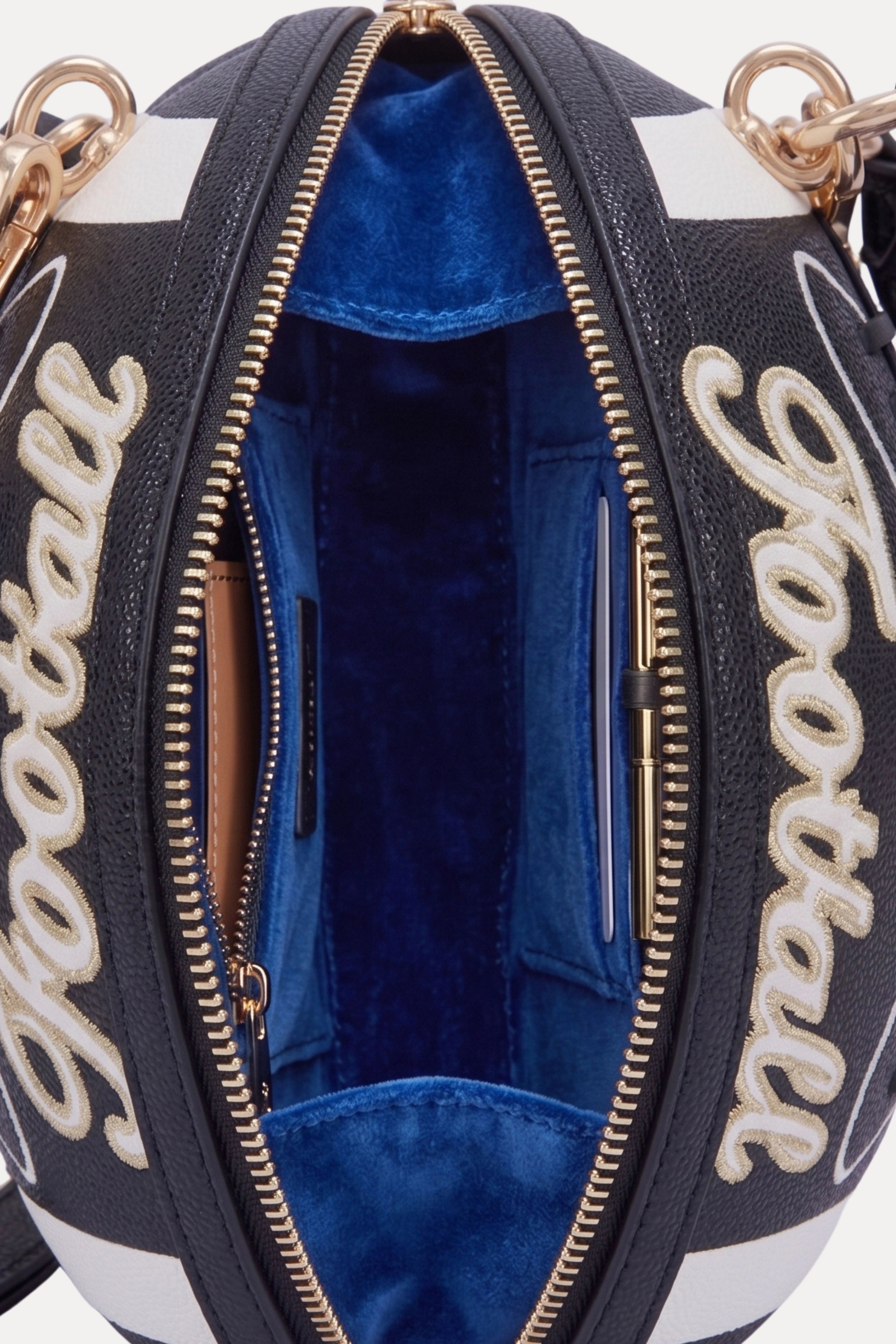 Football Shaped Handbag With Zip & Handle