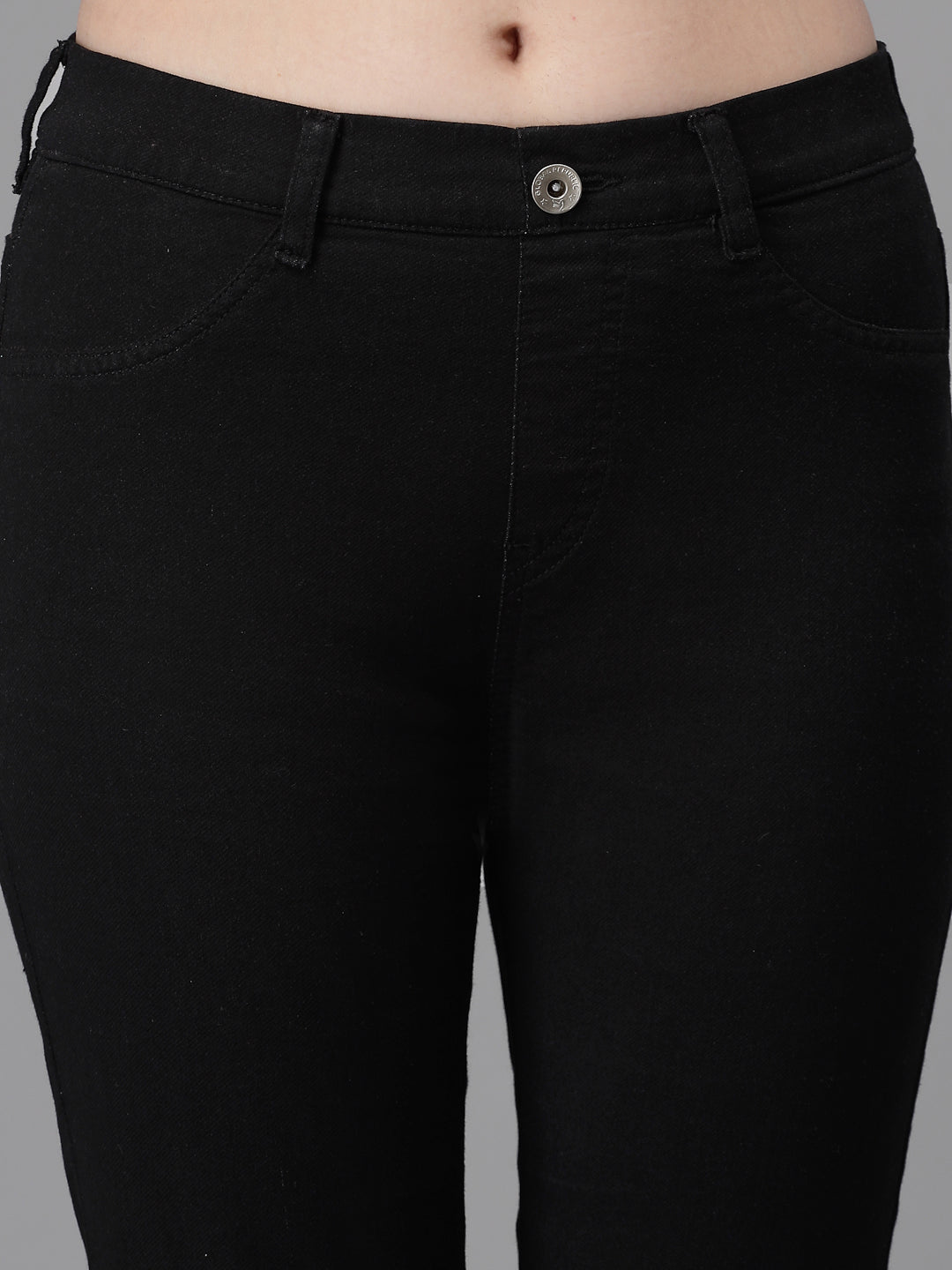 Women Ankle Length Black Cotton Blend Stretchable Jegging - Global Republic