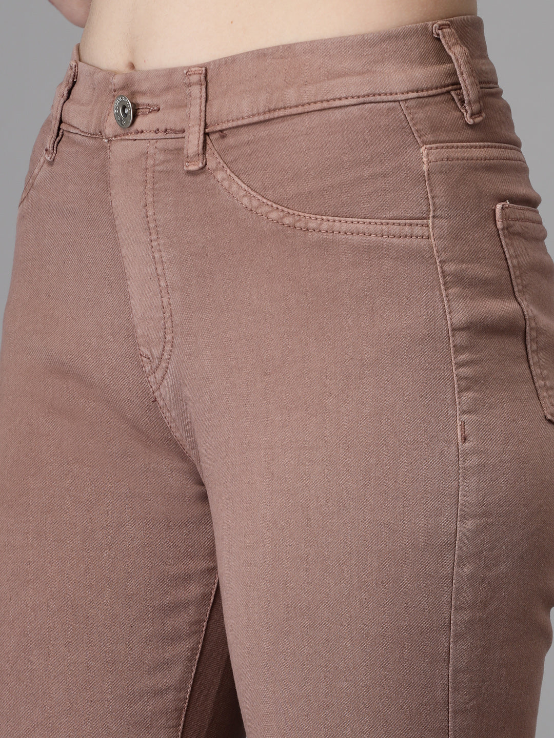 Women Brown Denim Skin-Fit Stretchable Jegging - Global Republic