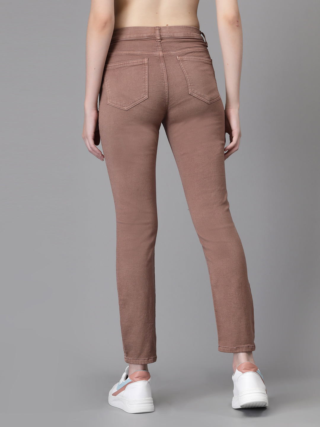 Women Brown Denim Skin-Fit Stretchable Jegging - Global Republic