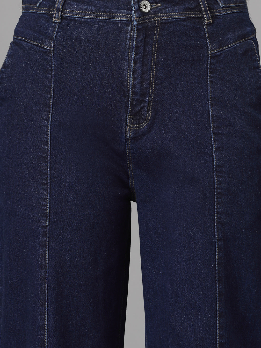 Women Regular Fit Bootcut Style Blue Cotton Blend Stretchable Jeans - Global Republic