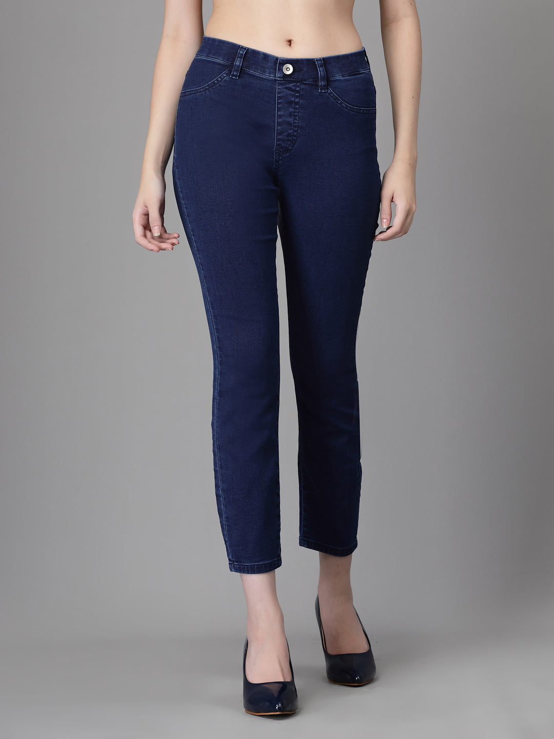 Blue Cotton Blend Stretchable Jegging - Global Republic