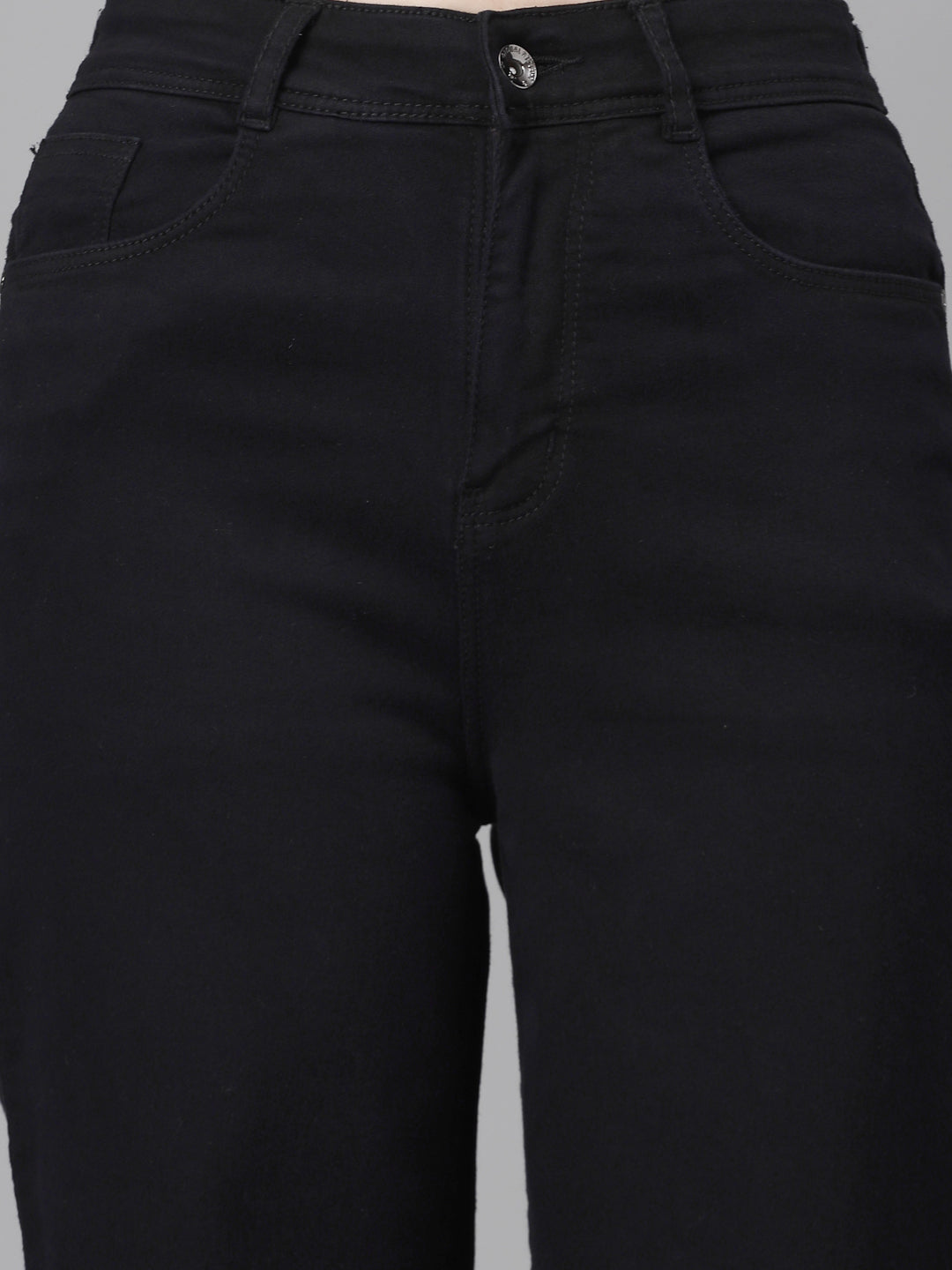 Jet Black Flared Distressed Jeans - Global Republic