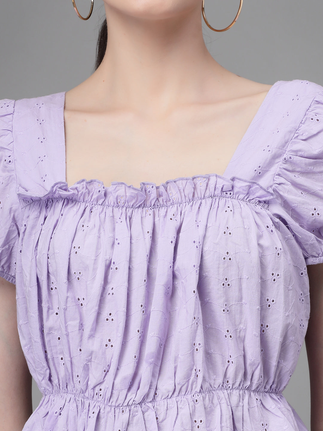 Cotton Embroidered Blouson Top - Global Republic