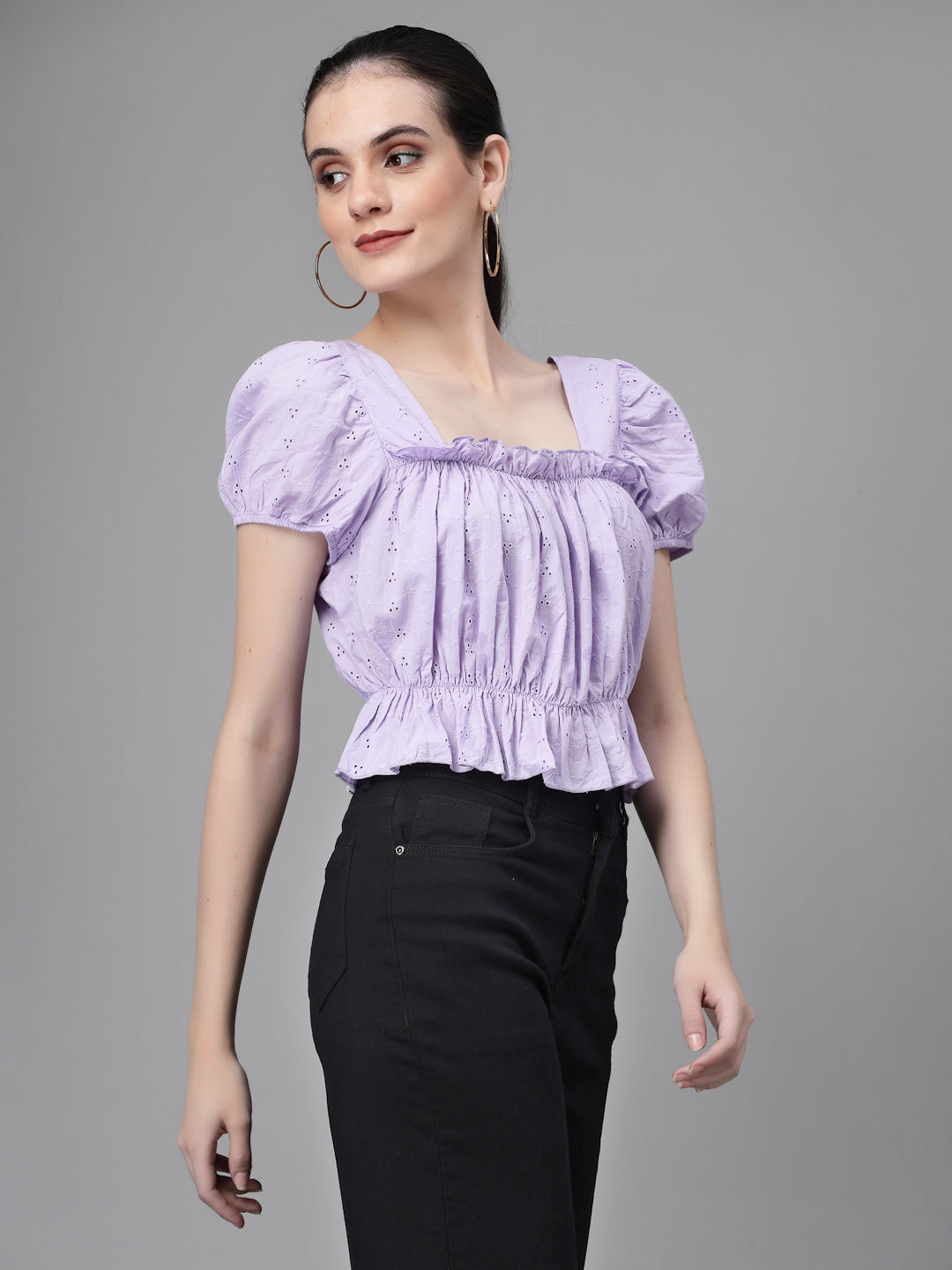 Cotton Embroidered Blouson Top - Global Republic