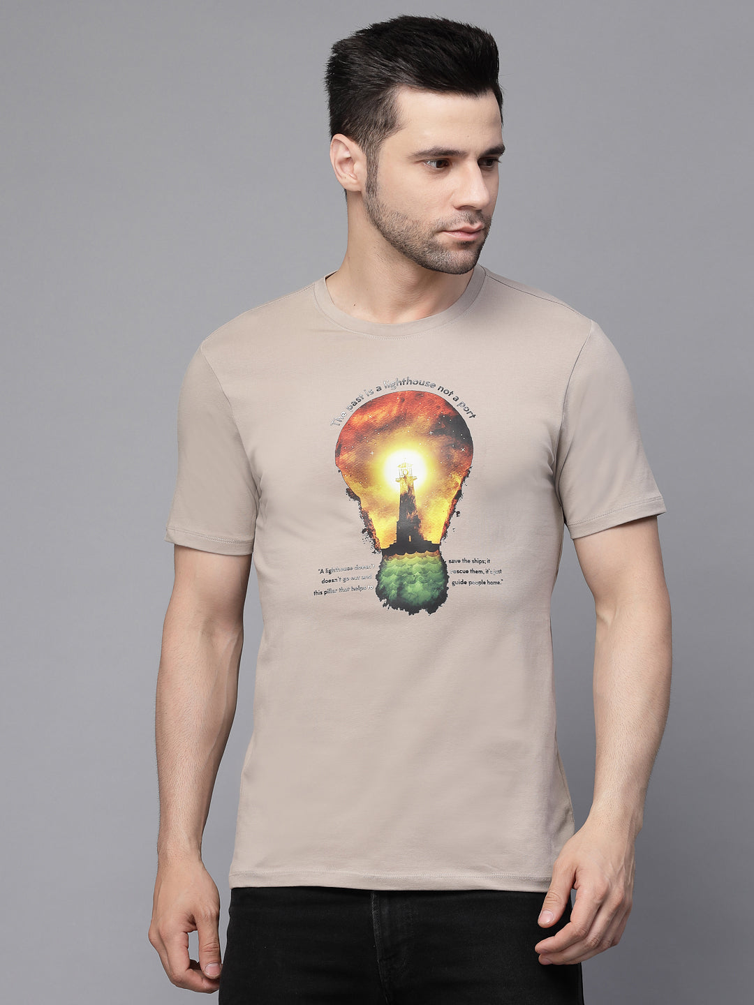 Mens Stark Blush Round Neck Printed T-Shirt