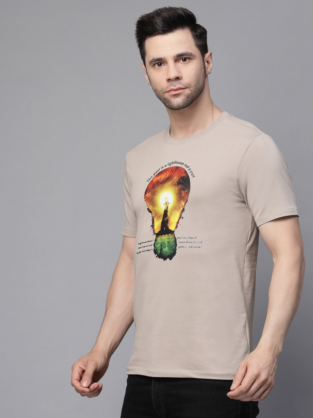 Mens Stark Blush Round Neck Printed T-Shirt