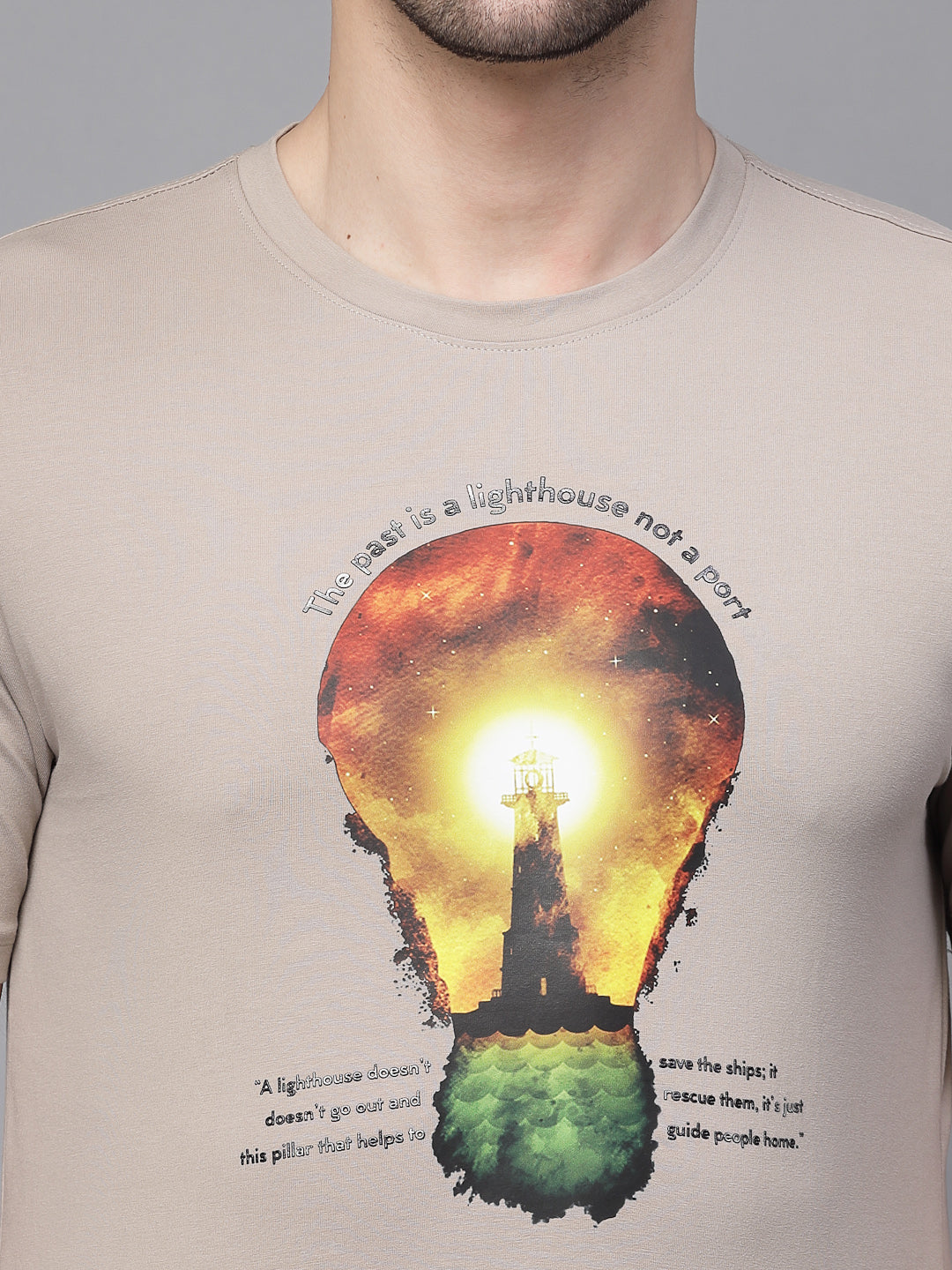 Mens Stark Blush Round Neck Printed T-Shirt