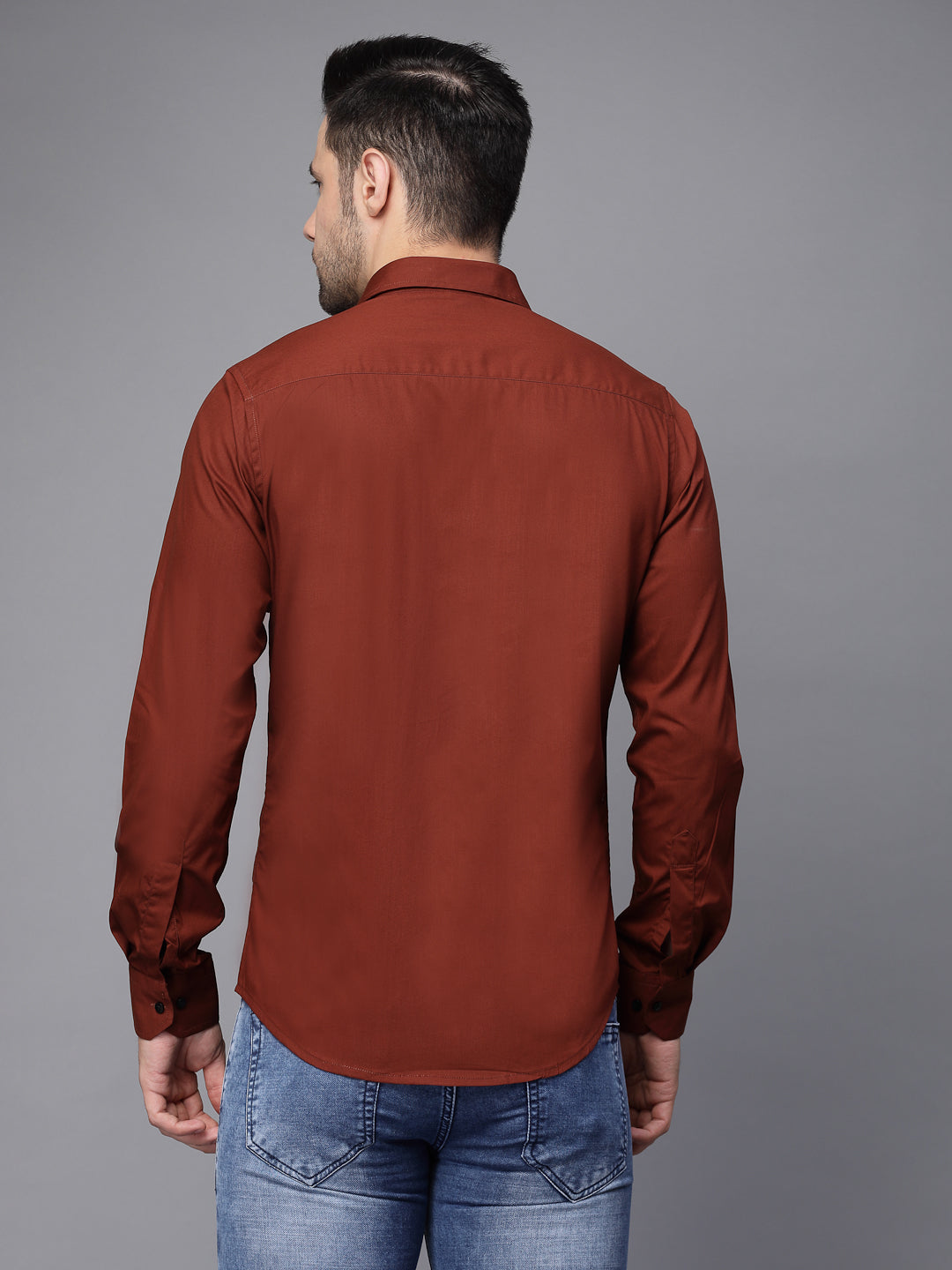 Mens Brick Collar Neck Solid Shirt
