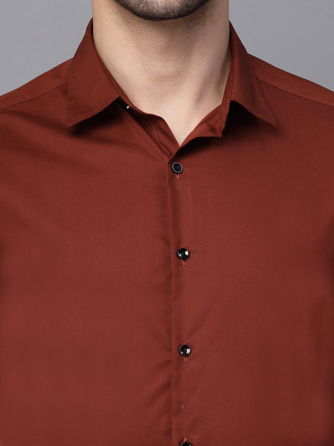 Mens Brick Collar Neck Solid Shirt