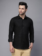 Mens Black Collar Neck Solid Shirt