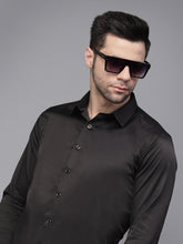 Mens Black Collar Neck Solid Shirt