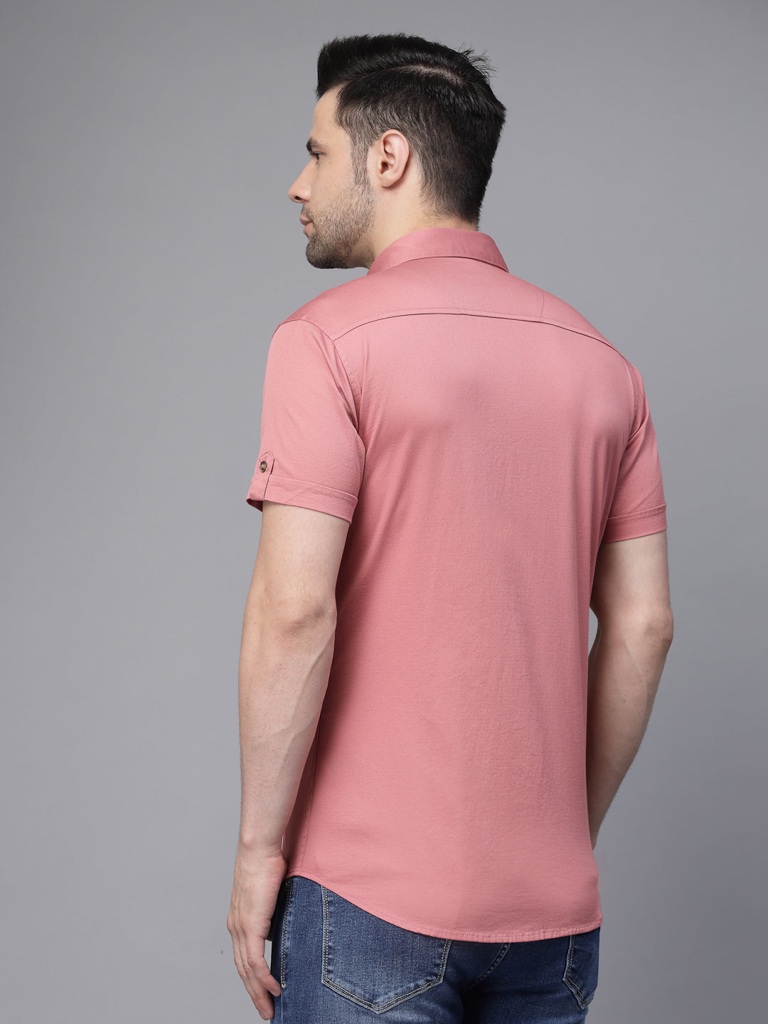 Mens Onion Collar Neck Solid Shirt