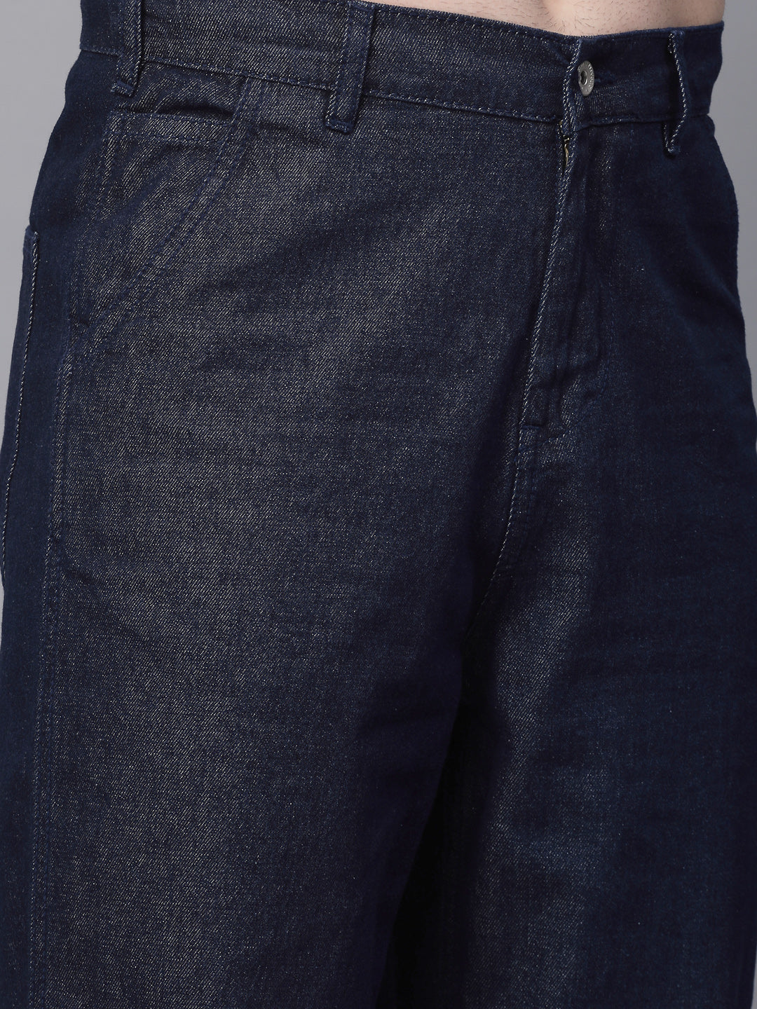 Mens Blue Cotton Solid Jeans