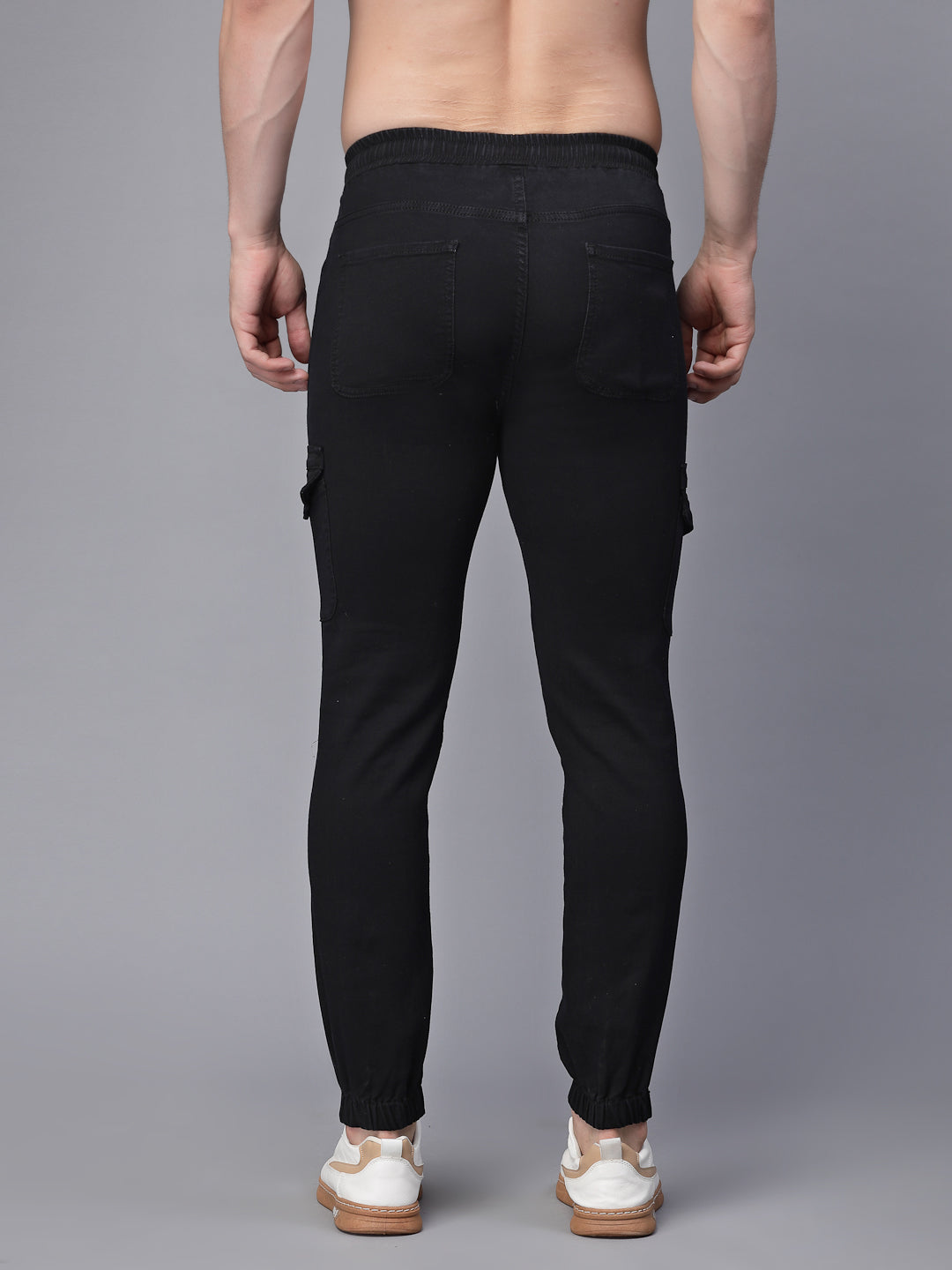 Mens Black Cotton Blend Solid Jogger - Global Republic