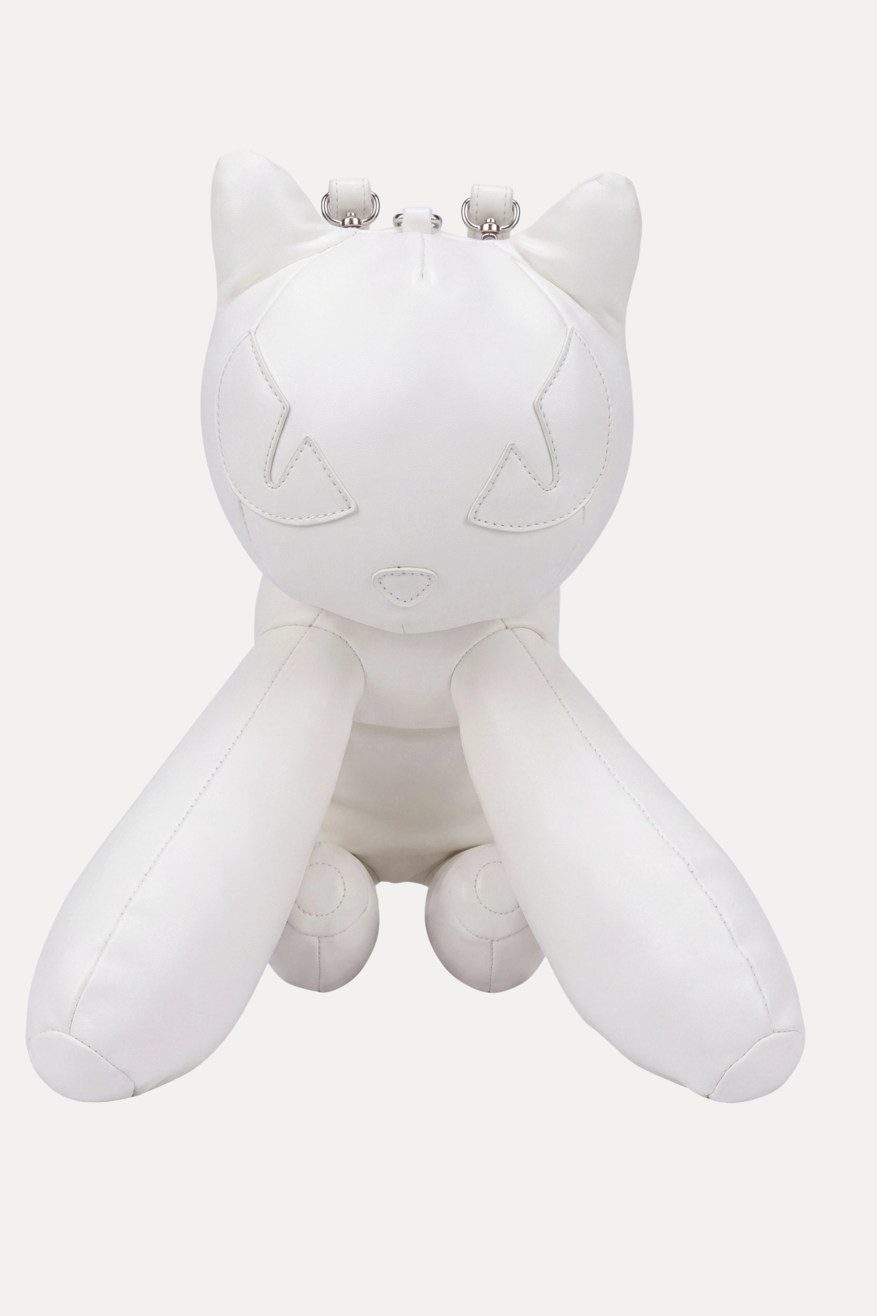 White Sculpted Cat Crossbody Bag