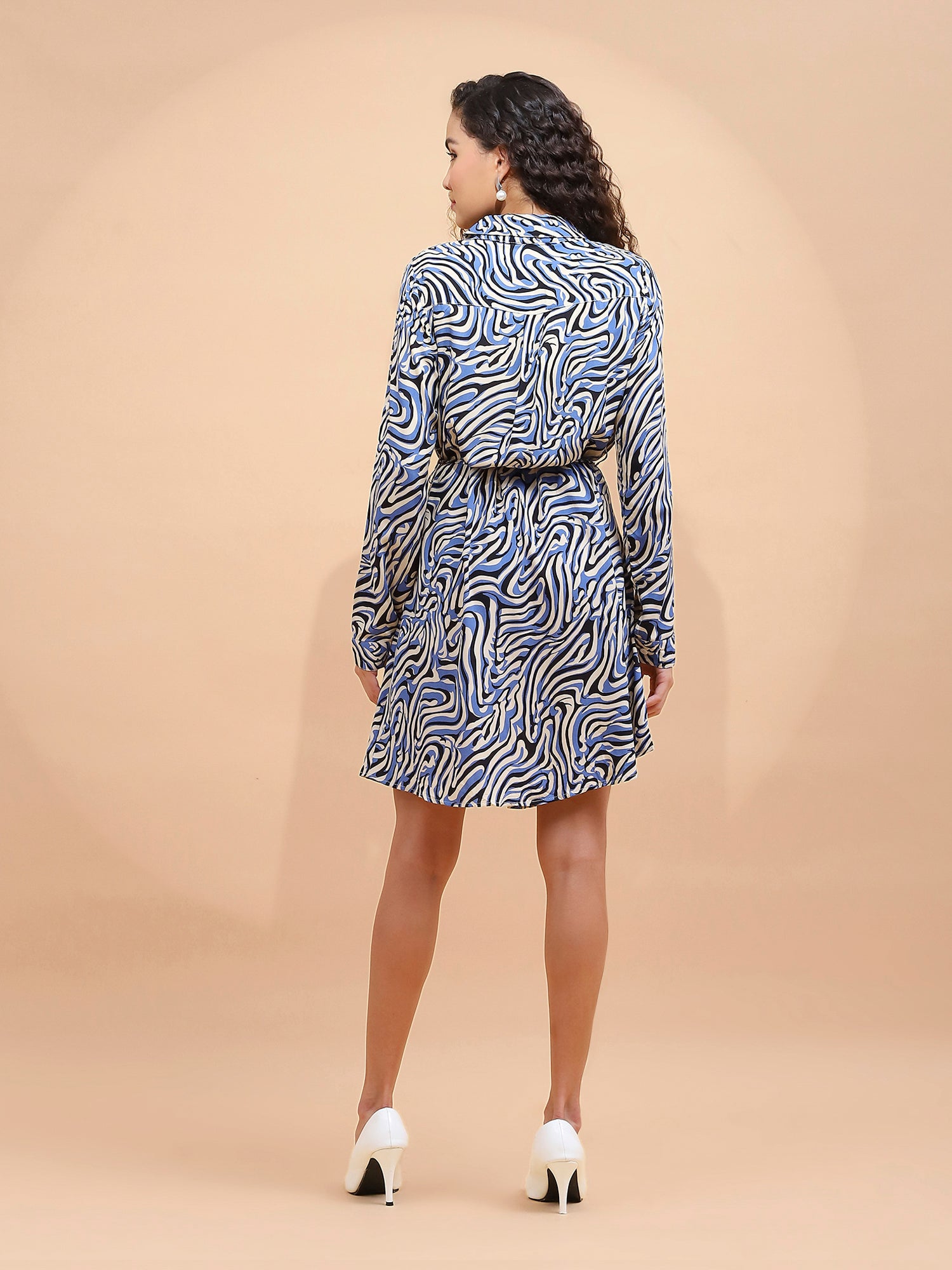 Blue Straight Fit Multi-Color Zebra Dress - Global Republic