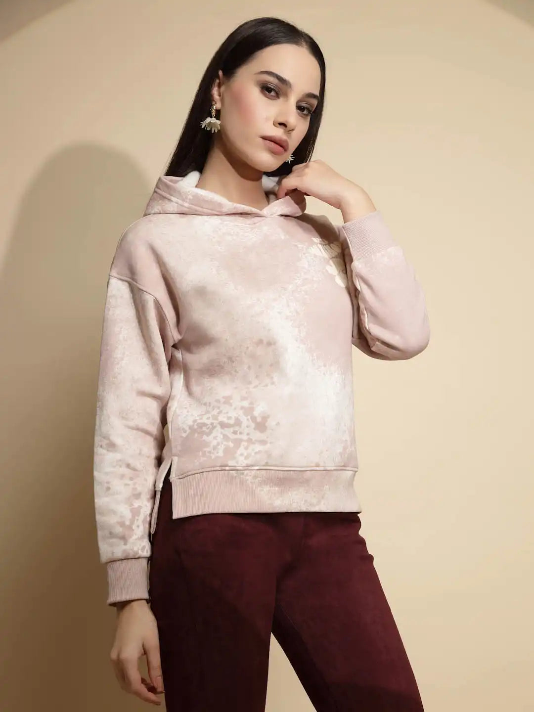 Pink Acrylic Hooded Sweatshirt - Global Republic