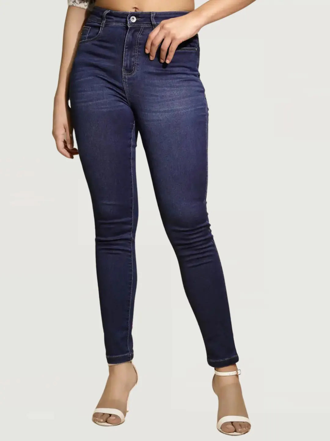 Blue High Rise Slim Fit Jeans - Global Republic