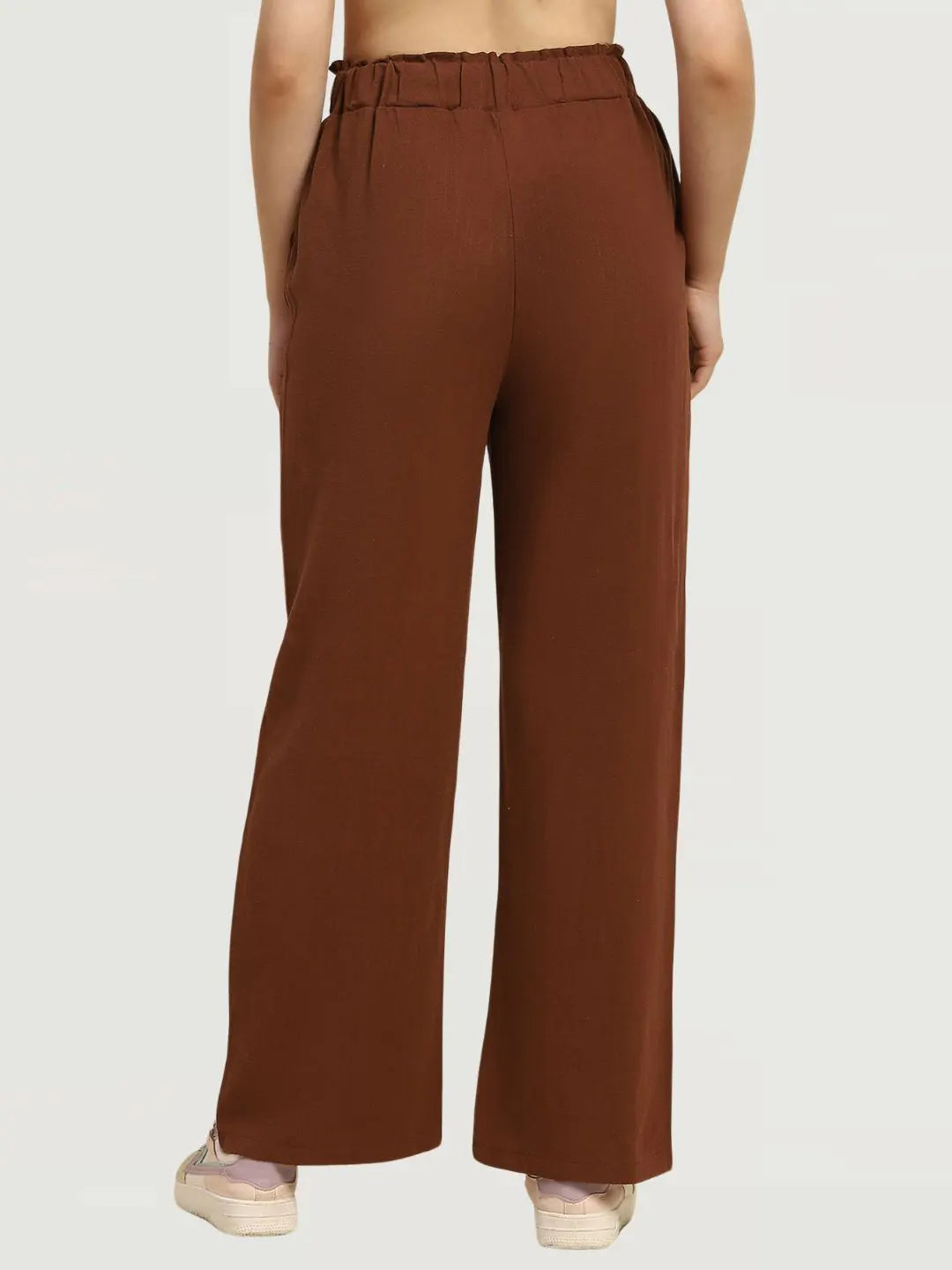 Brown Cotton Blend Solid Lower - Global Republic