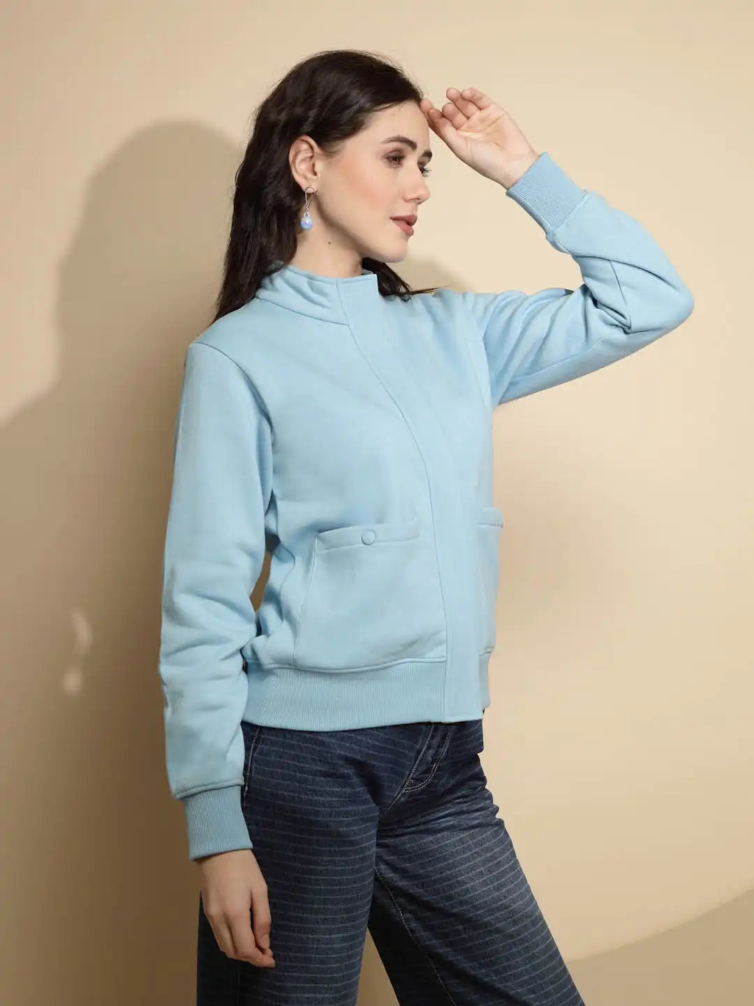 Light Blue Solid Acrylic Sweatshirt - Global Republic