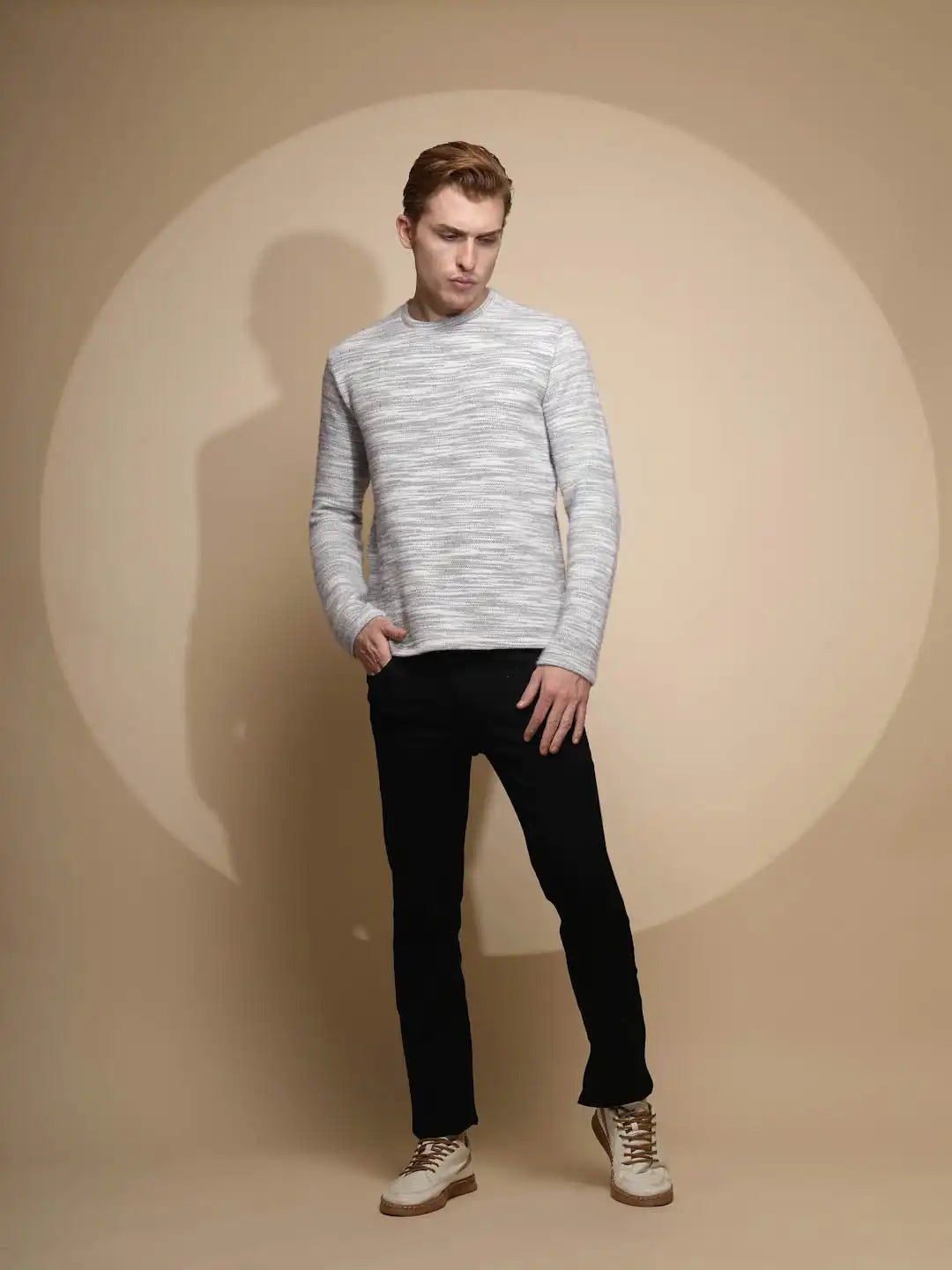 Grey Abstract Print Acrylic Sweatshirt - Global Republic