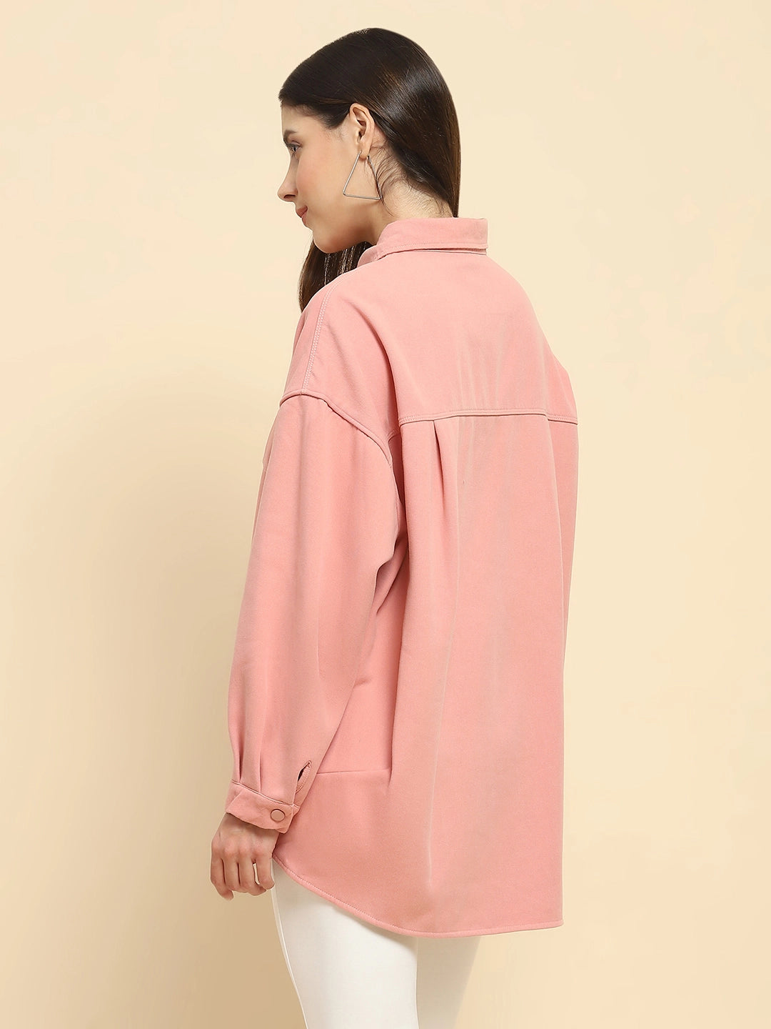 Pink Oversized Fleece Winter Shacket - Global Republic