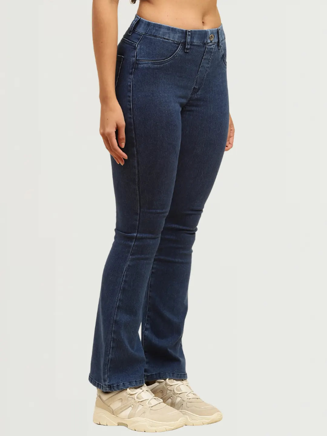 Dark Blue Cotton Blend Bootcut Jegging - Global Republic