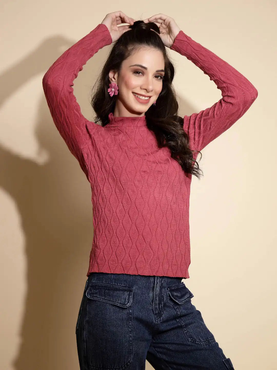 Maroon Solid Knitted Skivvy - Global Republic