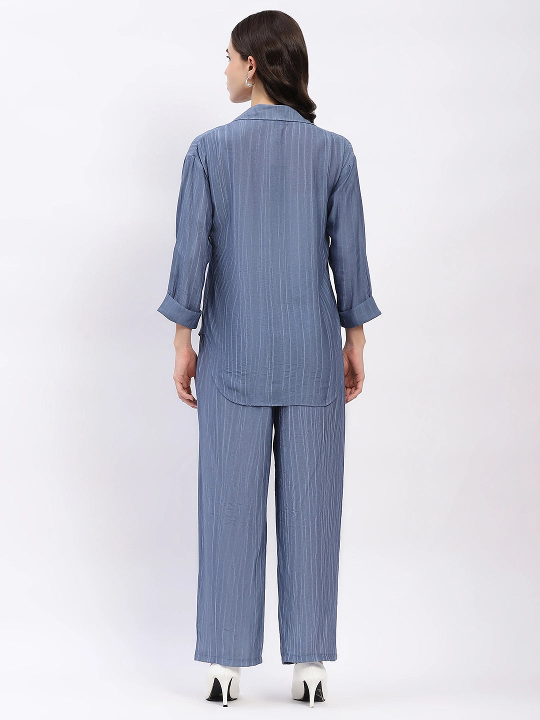 Embellished Striped Viscose Co-ord Set
