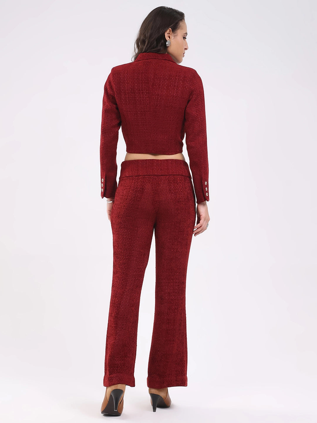 Maroon Wool Blend Co-ord Set - Global Republic