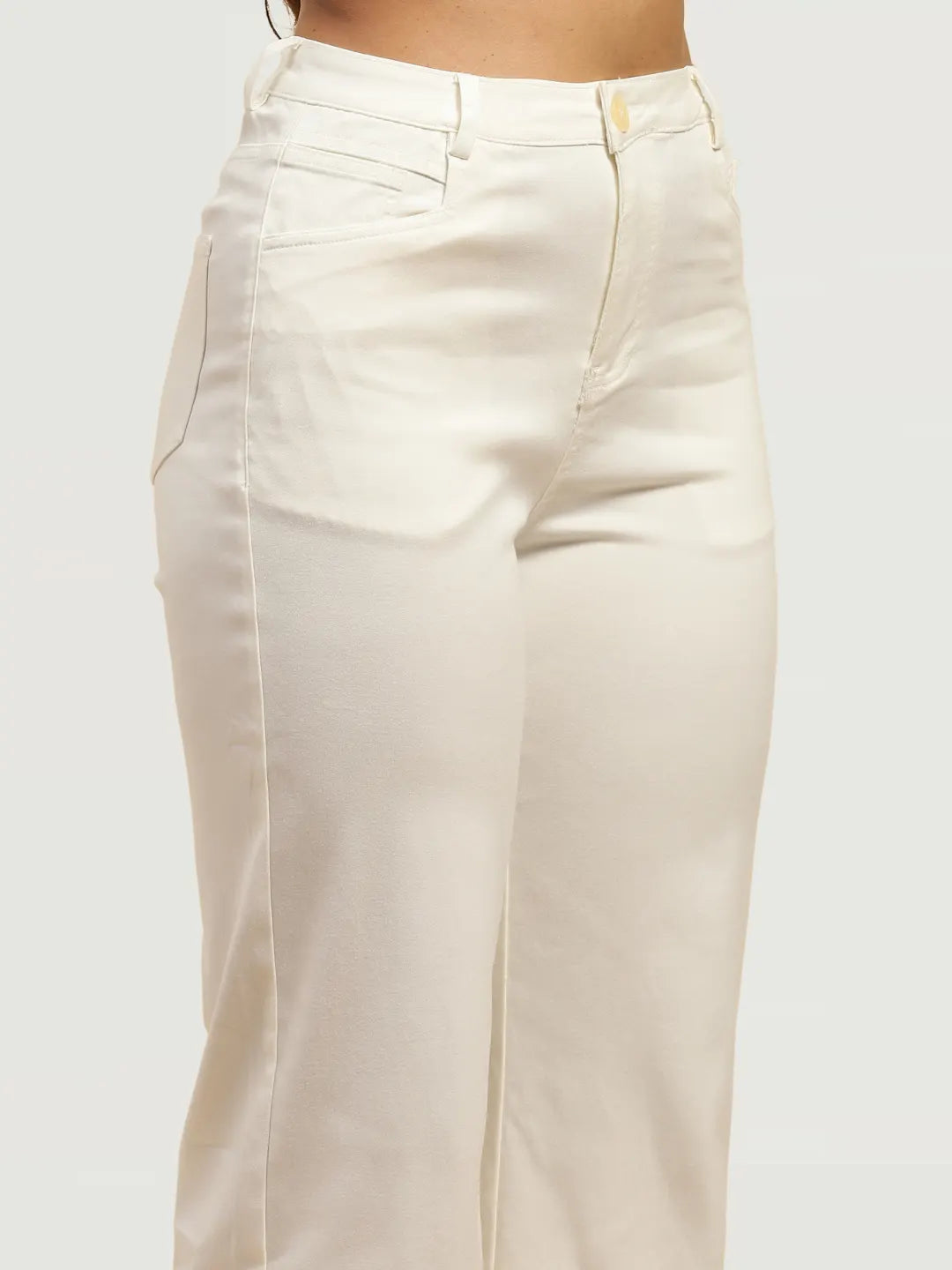 White Stretchable Loose Fit Trouser - Global Republic